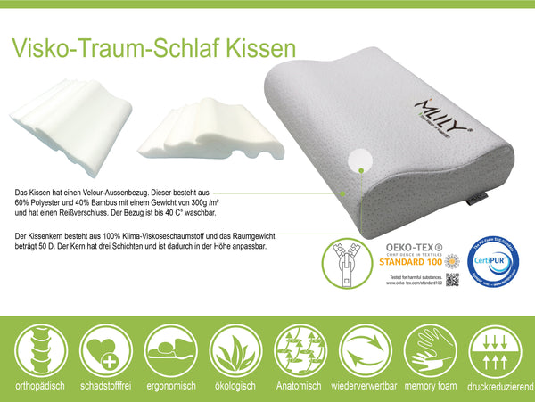 Gebraucht (B-Ware) Mlily by Ebitop orthopädisches Nackenstützkissen aus viscoelastischem Airschaum (Memory Foam) mit einstellbarer Höhe, 60x35x13/11 cm